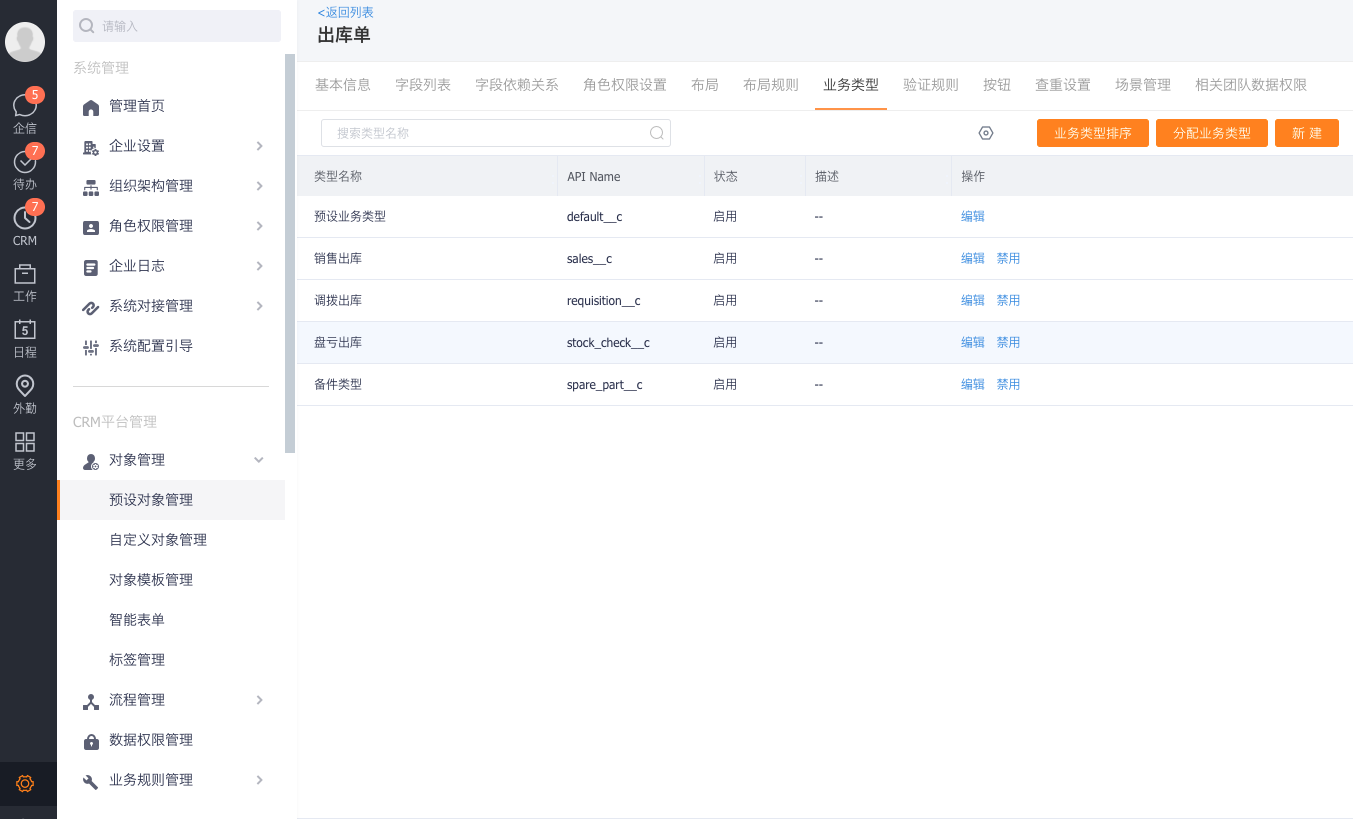 出库单业务权限配置
