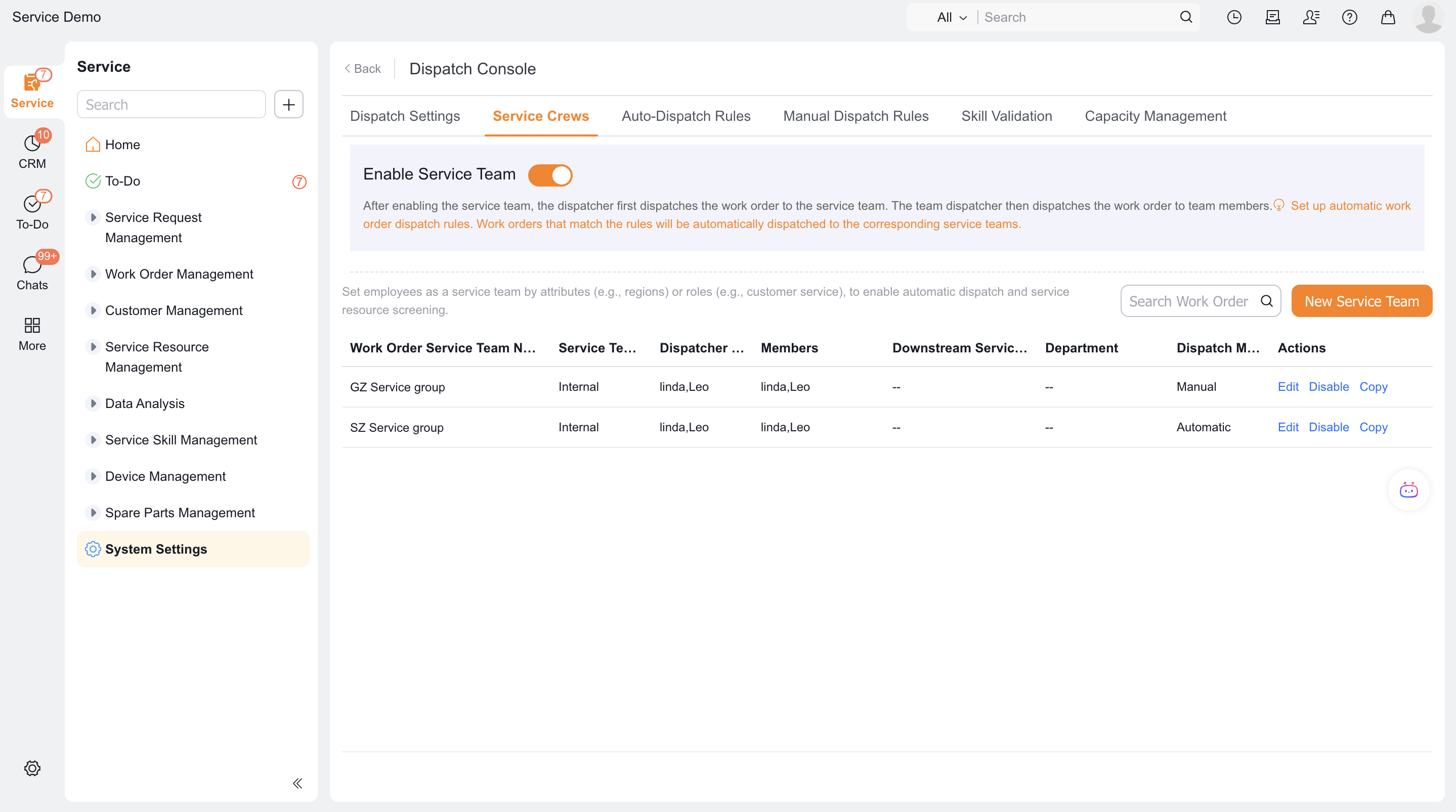 Activate service provider portal and external service group process