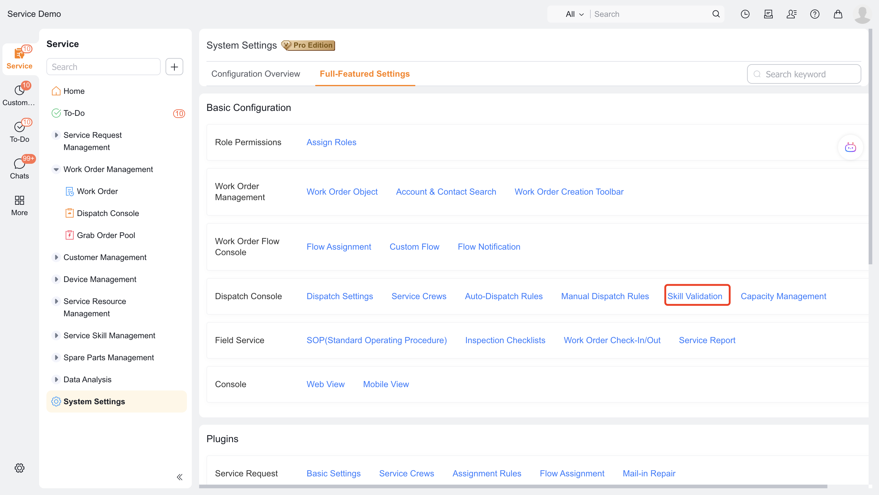 Enable work order assignment skill verification