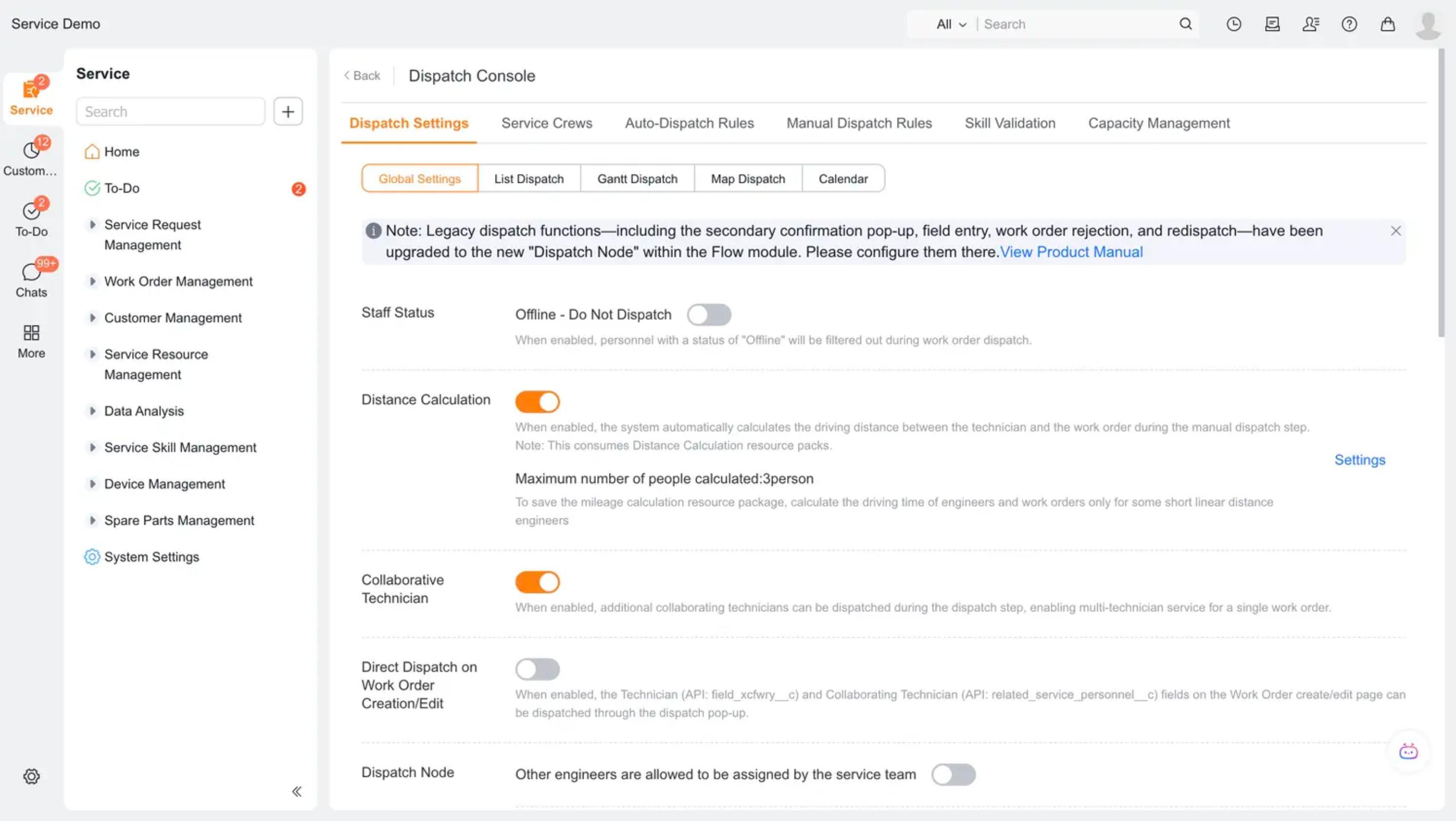 Enable distance calculation in assignment settings