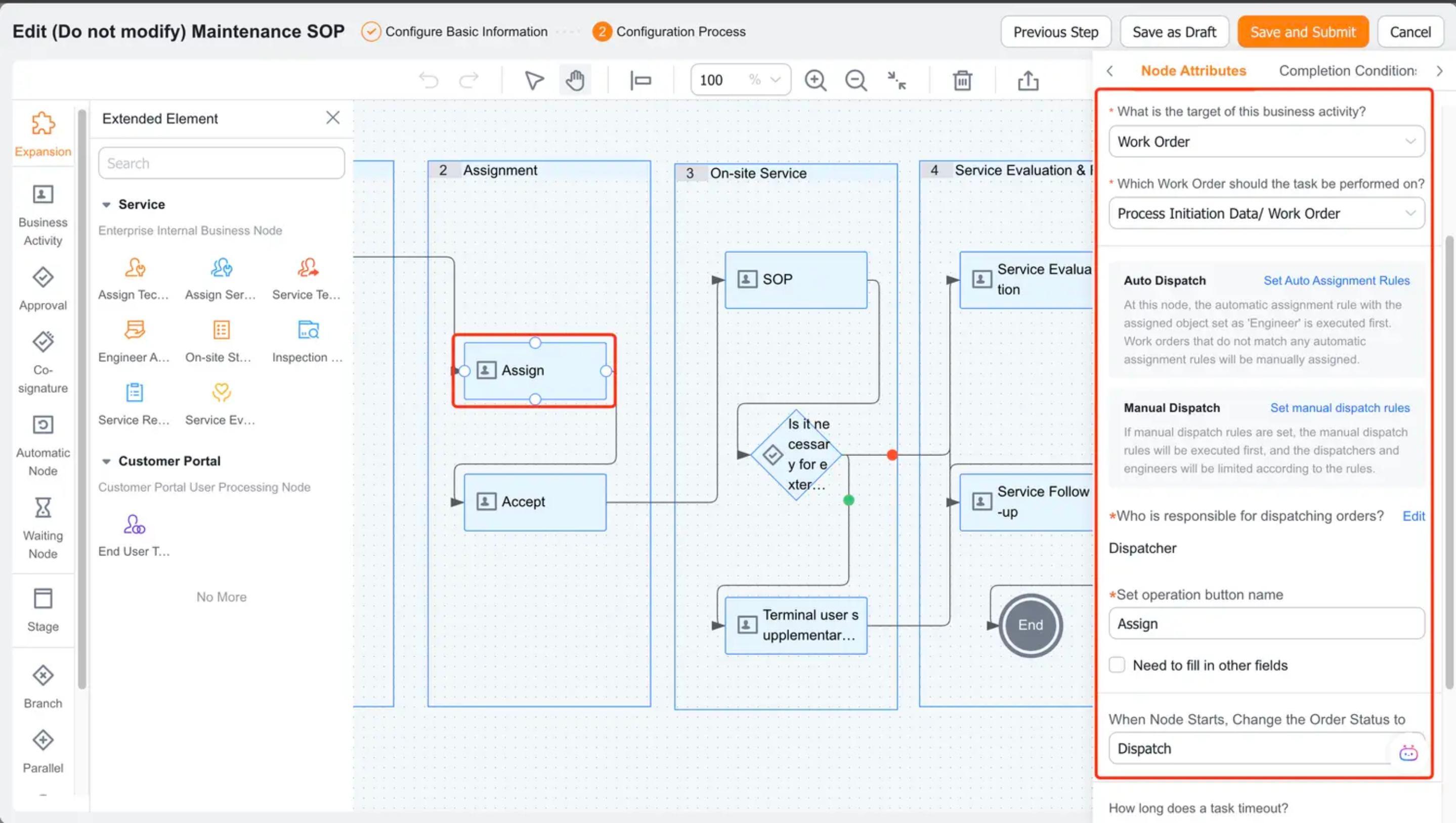 Confirm that the rule is applied to the Assign Engineer node