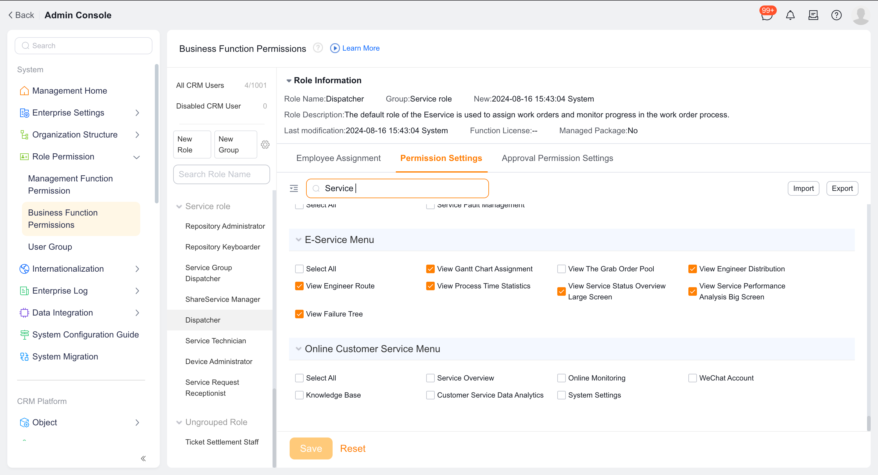 Grant the View Engineer Distribution function permission