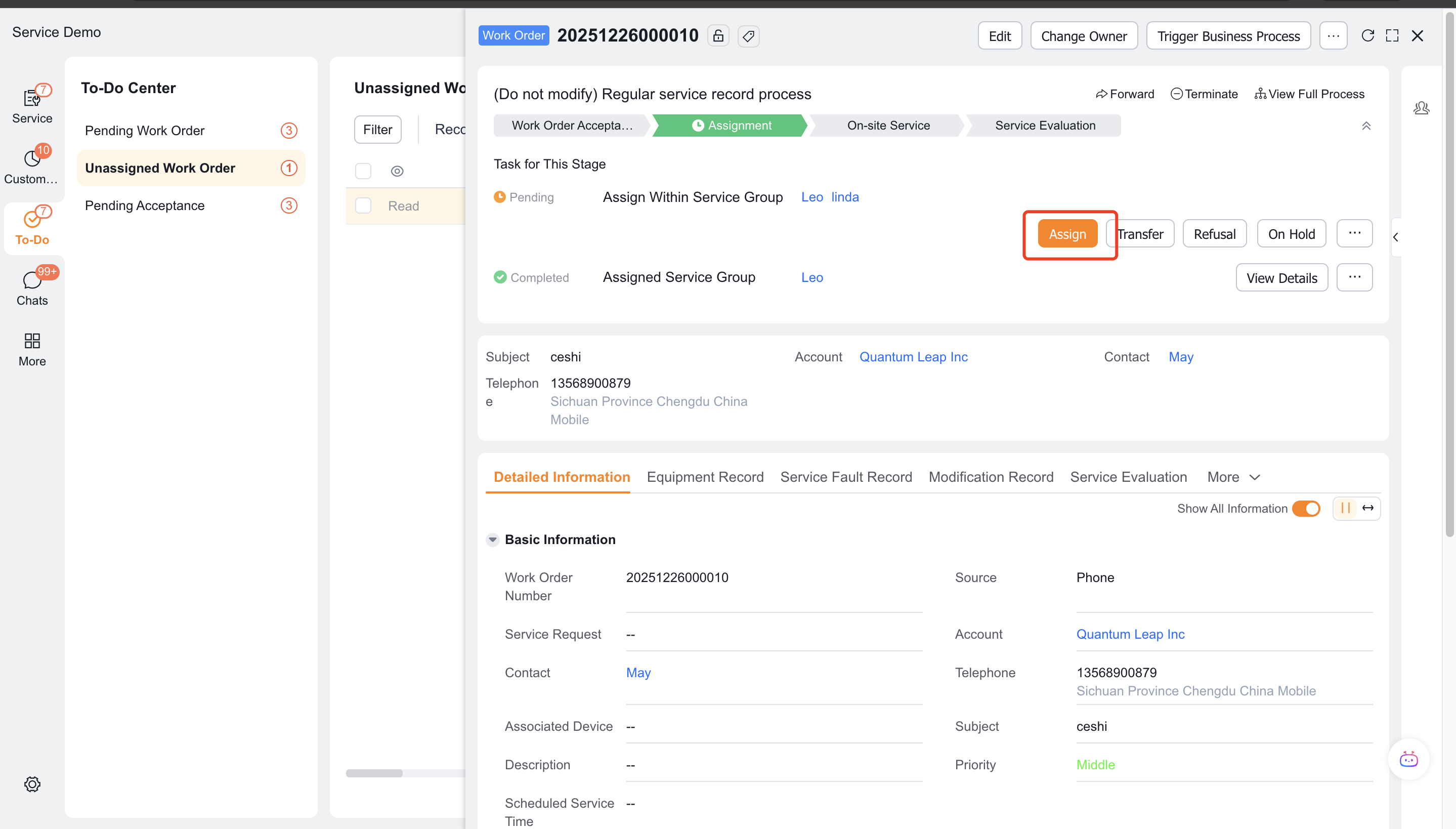 Enterprise dispatcher selects an external service group from the list