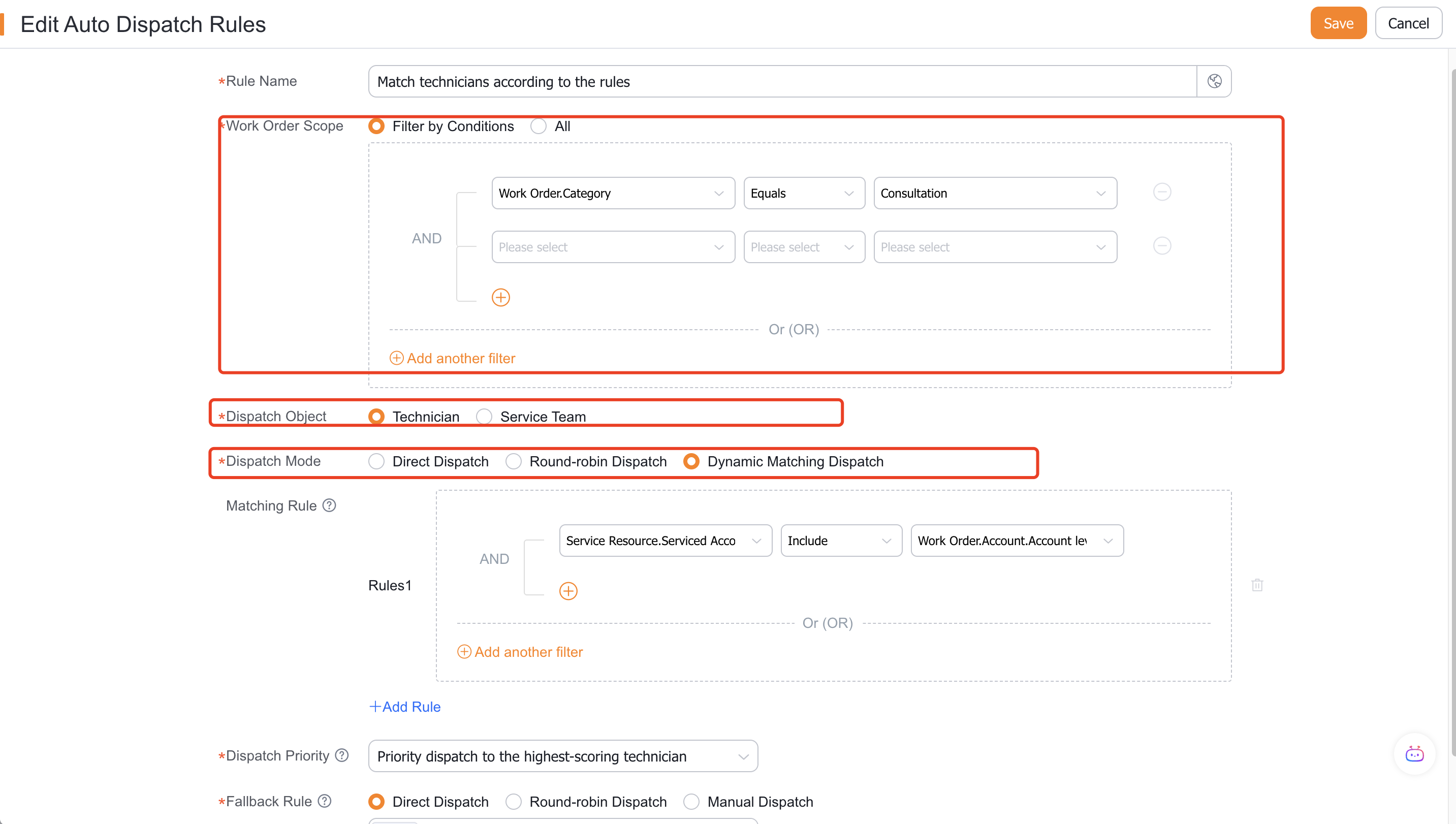 Select an engineer auto dispatch method