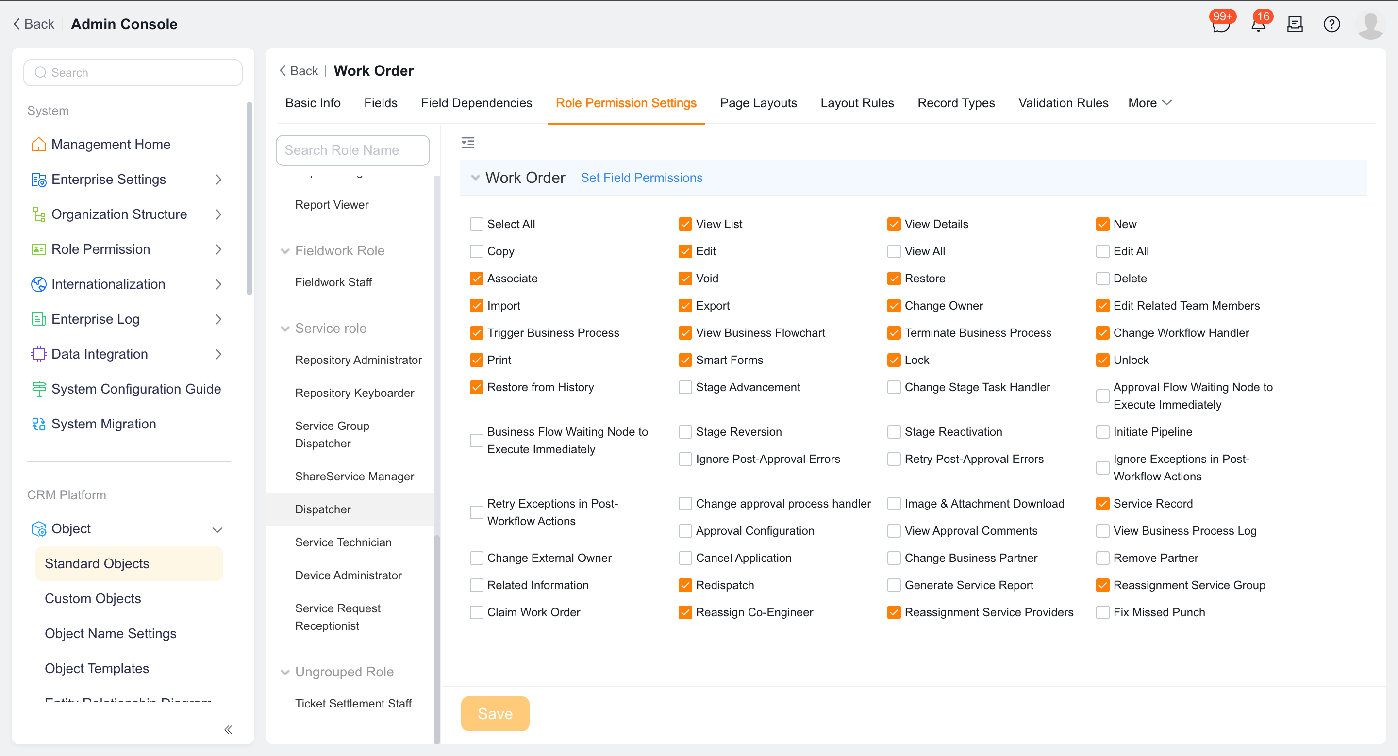 Assign reassignment button role permissions