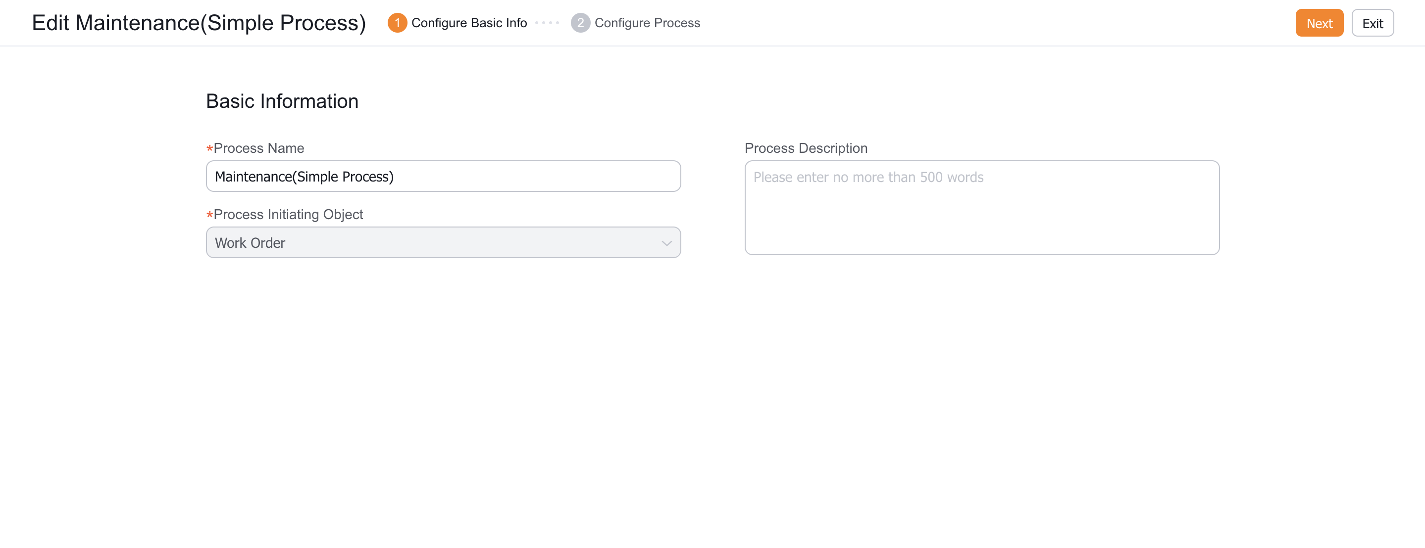Review the basic information for a simple process