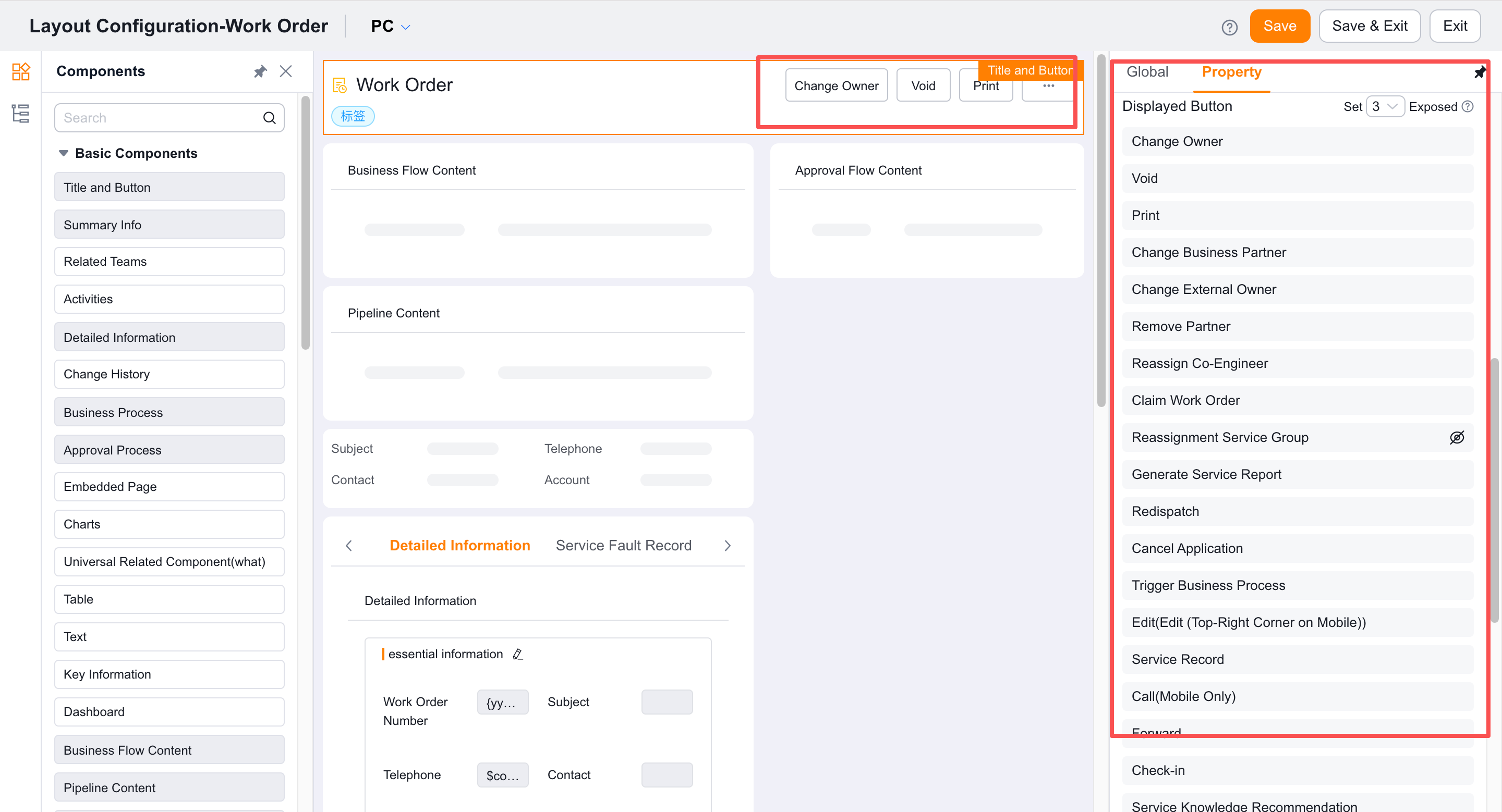 Place the Reassign Service Group button on the work order details layout
