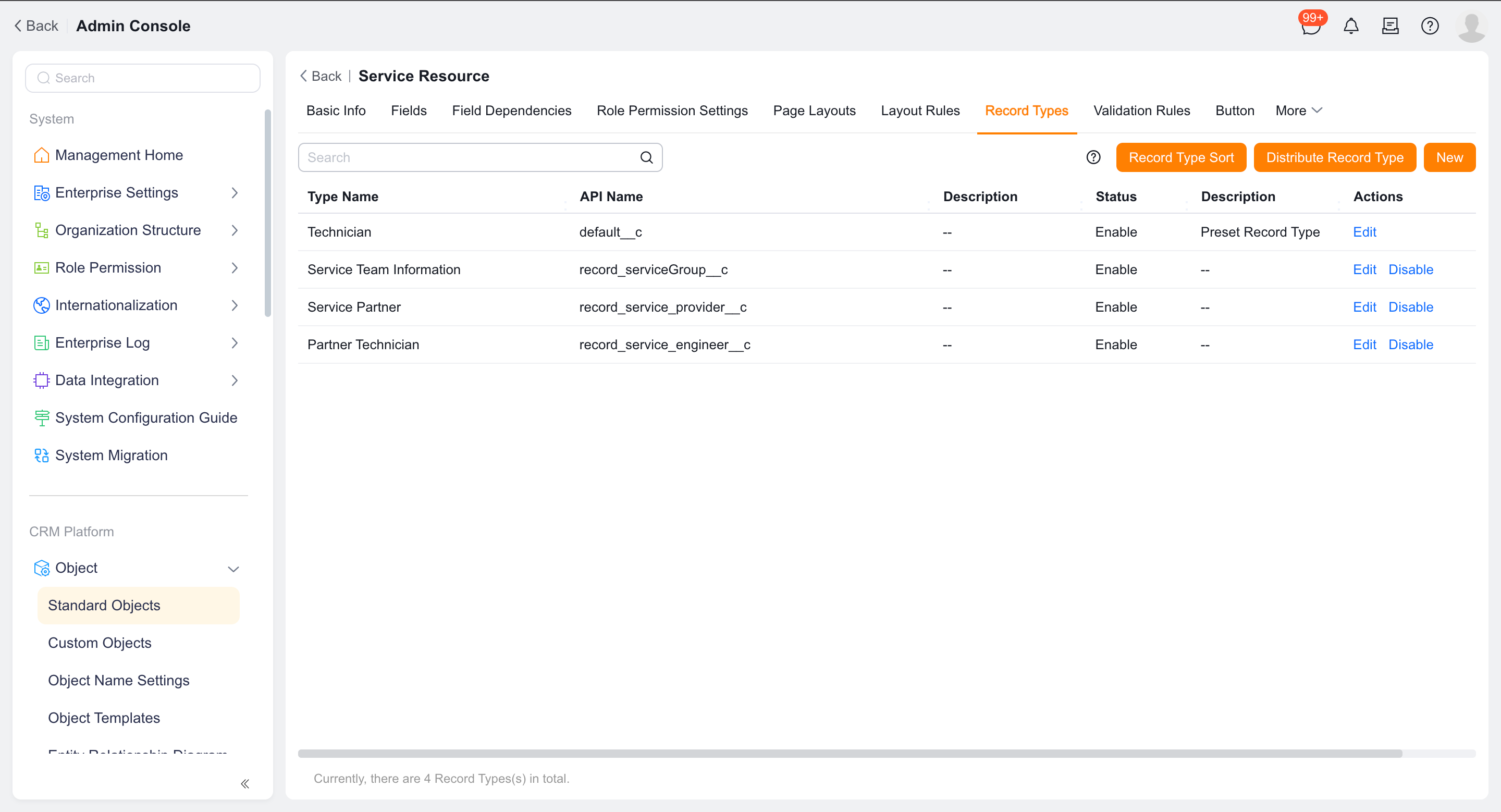 Service information record of service group type