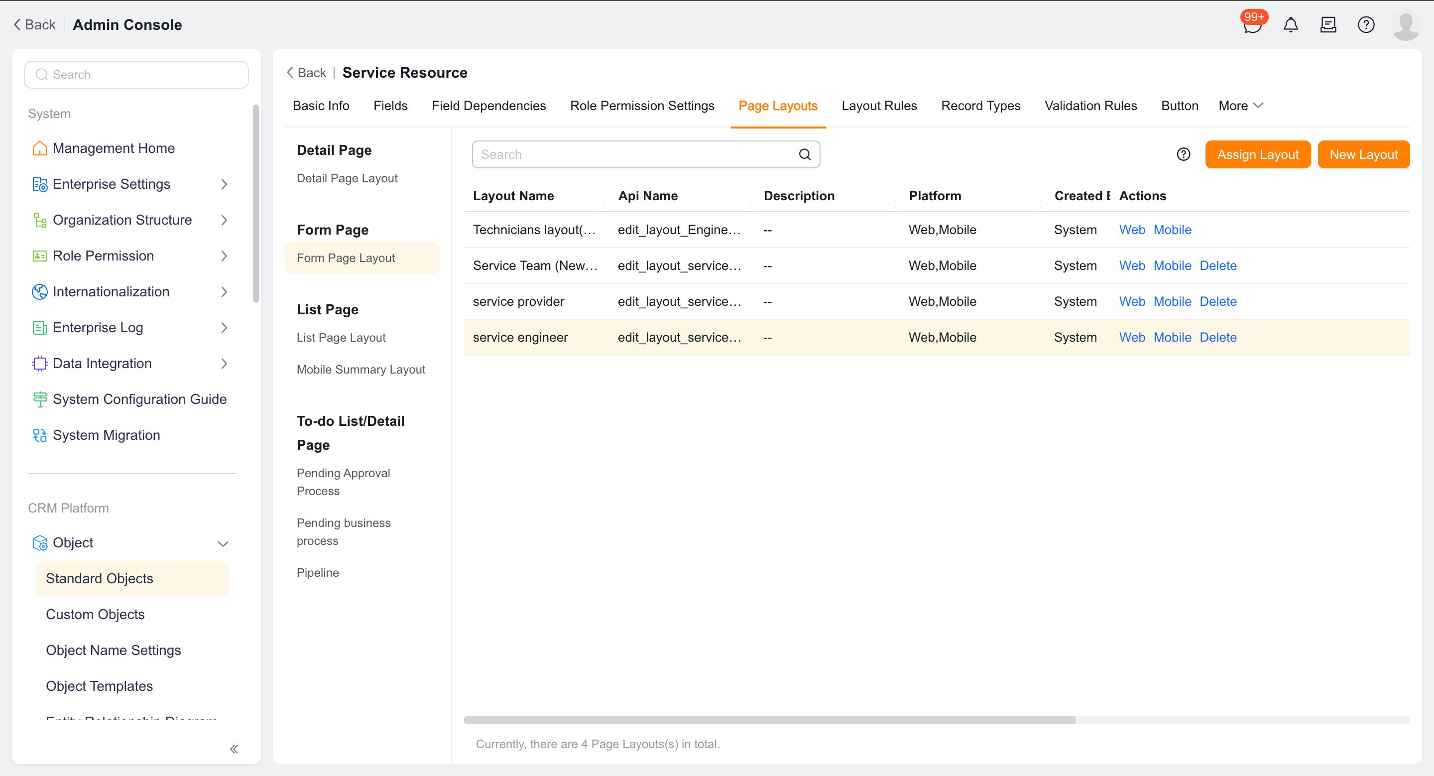 View the default All Service Groups view
