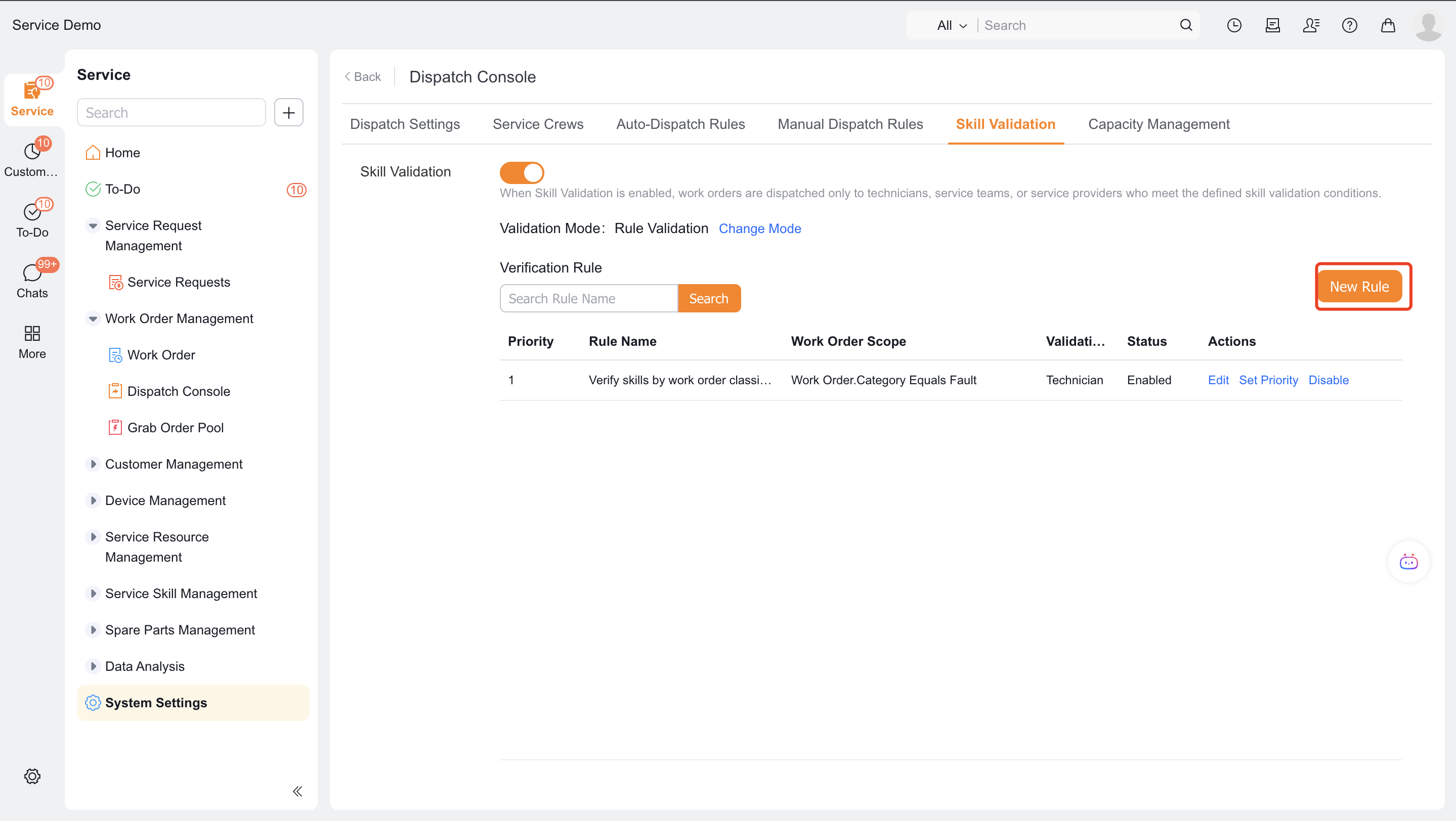 Create a rule-based skill verification rule