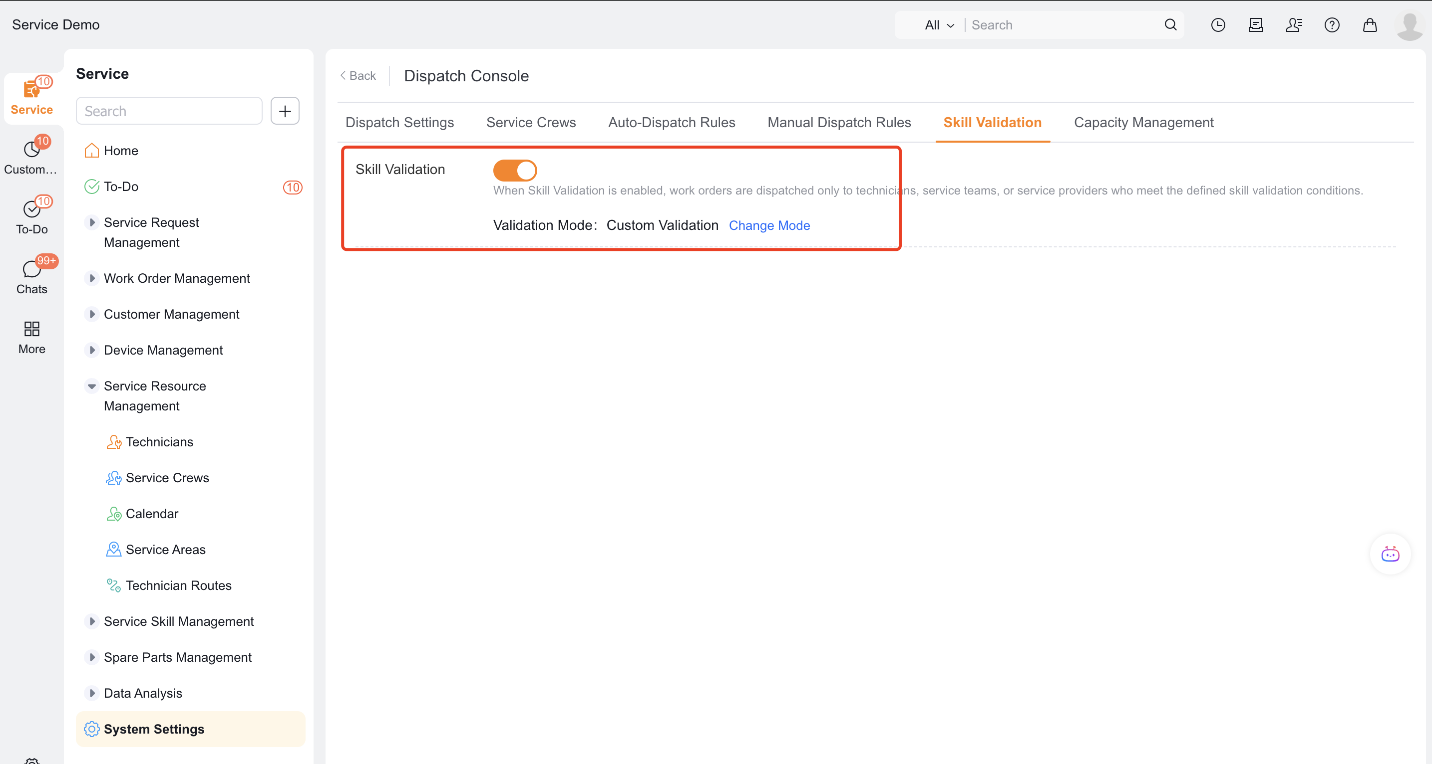 View required skill records on a work order